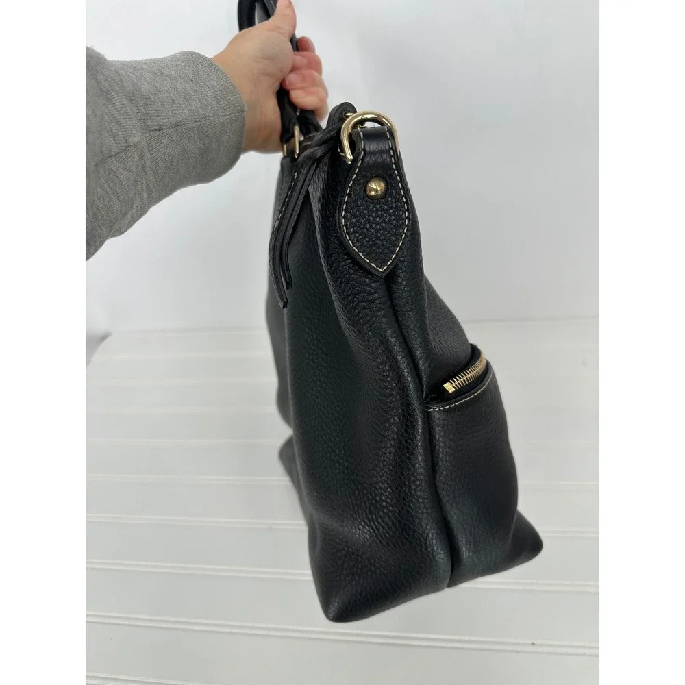 Dooney & Bourke Satchel‎ Bag Purse Black Leather Pebbled Zip Pocket Classic Tote